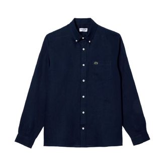 Lacoste Regular Fit Linnen Overhemd - Heren - Casual Overhemden - Blauw - 2XL - Linnen - Overhemden