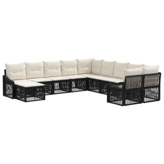 vidaXL Conjunto De Sof&aacute;s De Jard&iacute;n 11 Pcs Negro Rat&aacute;n Sint&eacute;tico Vidaxl