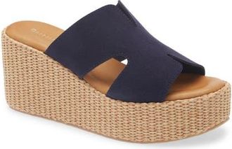 Chocolat Blu Jamie Platform Wedge Sandal in Navy Suede at Nordstrom, Size 7.5-8Us