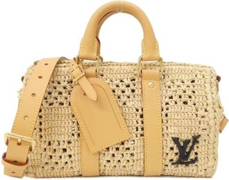 Louis Vuitton Beige Natural Raffia Boston Bag (Pre-Owned)