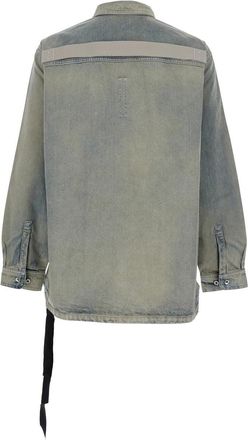 Rick Owens Mens Jacket Light Blue Denim Grey Cotton Coat