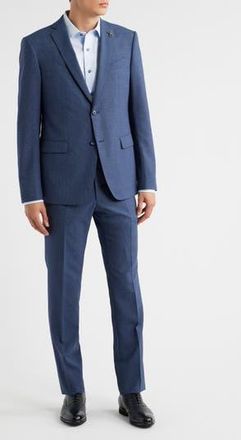 John Varvatos Bleecker Blue Microcheck Wool Blend Suit at Nordstrom Rack, Size 40 Regular