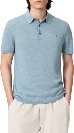 AllSaints Mode Merino Wool Polo in Salton Blue at Nordstrom, Size Xx-Large