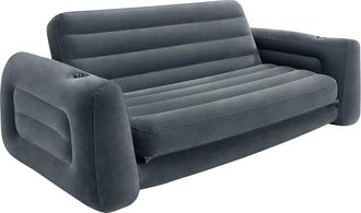 Intex Sof&aacute; Inflable Cama Extra&iacute;ble Gris Oscuro 203x224 Cm