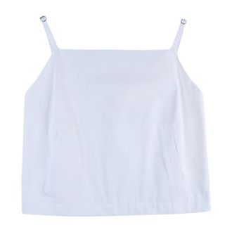 Sportmax Top corto con cerniera - Dames - Tops zonder mouwen - Wit - M - Katoen - Tops