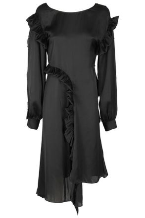 Remain Black Light Satin Draped Dress