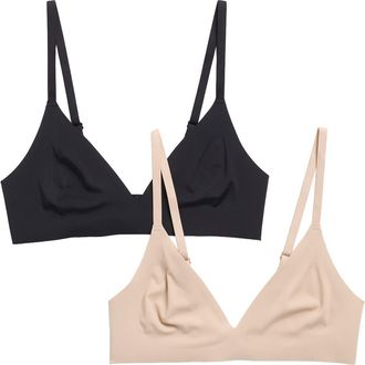 Honeydew Intimates Cool Luxe Assorted 2-Pack Wireless Bras in Black/Beige at Nordstrom Rack, Size Large/x-Large