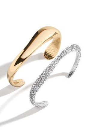 BaubleBar Wave Set of 2 Cuff Bracelets in Gold/Silver at Nordstrom Rack