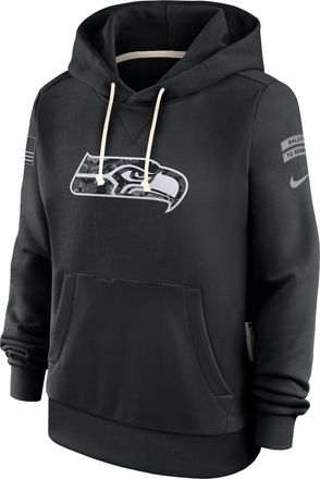 Nike Seattle Seahawks Salute to Service Sideline Nike Womens Dri-FIT NFL Pullover Hoodie in Black | 03C300AA2U-CYB