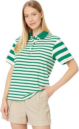 English Factory Stripe Short Sleeve Knit Top Womens Clothing Green : SM, Cotton