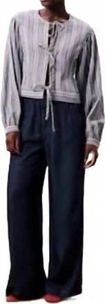 FRNCH Amurina Tie Front Top In Bleu Jean