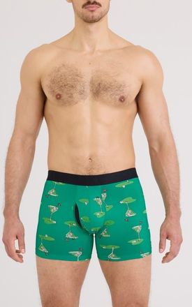 Saxx DropTemp Cooling Cotton Boxer Briefs in Golf Martini-Lush Meadow at Nordstrom, Size Xx-Large