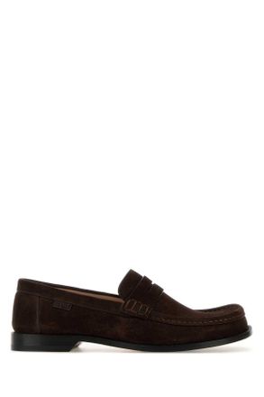 Loewe Dark Brown Suede Campo Loafers