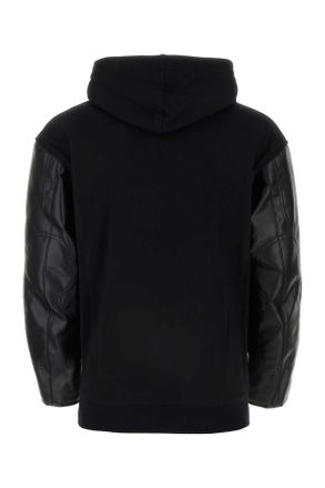Junya Watanabe Leather-Sleeve Sweatshirt - Black