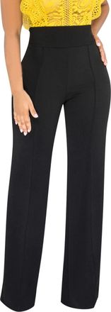 Generic Womens Formal Smart Casual Business Office Work Dress Pants Stretch High Waist Pleated Wide Leg Palazzo Bell Bottom Tailored Trousers Back Zipper Curv