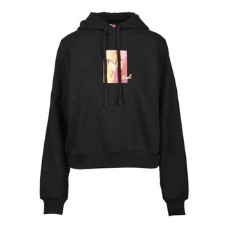 Diesel Hoodies & sweatvesten, Dames, Zwart, S, Katoen, Korte Katoenen Sweater