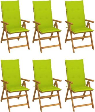 vidaXL Vidaxl - Sillas De Jard&iacute;n Plegables 6 Uds Y Cojines Madera Maciza Acacia
