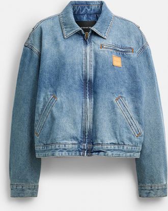 Coach Zip Denim Cropped Jacket