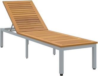 vidaXL Vidaxl - Sun lounger Reclining Grey 200 x 55 x 35cm Solid Acacia wood