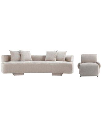 Manhattan Comfort 2Pc Modern Verandah Chenille 112In Sofa & Accent Chair