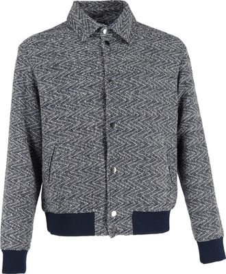 Etro Etro Bomberjack met textuur, marineblauw, katoen