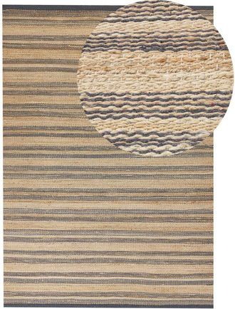 Beliani Beliani - Hand Woven Jute Cotton Area Rug Beige and Grey Dhurrie Style 160 x 230 cm Budho
