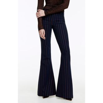 Smythe Metallic Stripe Bootcut Pants in Copper Pinstripe Navy at Nordstrom Rack, Size 16