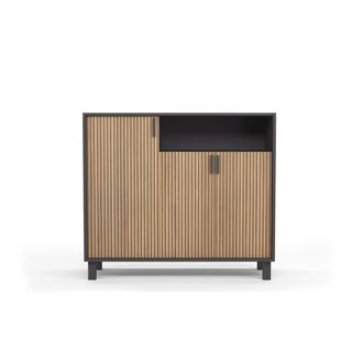 HERDASA Zapatero melamina grafito puertas impresi&oacute;n vallado 88x100x37 cm