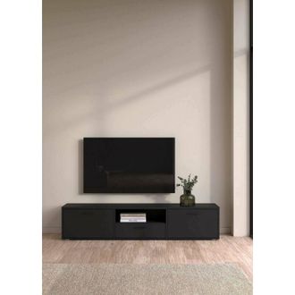 Dmora Dmora - Mueble De Televisi&oacute;n Giaele, Aparador De Sal&oacute;n, Mueble Bajo Para Tv, Base De Pared Equipada, 177x40 H38 Cm, Negro