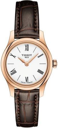 Tissot Tradition 5.5 Lady Round Bracelet Watch, 25mm in Brown/White/Rose Gold at Nordstrom Rack