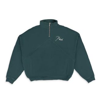 Rhude Green Script Logo Quarter Zip