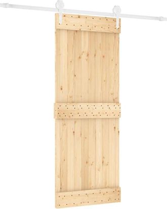 vidaXL Puerta Corredera Con Herrajes Madera Maciza De Pino 80x210 Cm Vidaxl