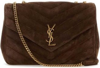 Saint Laurent Brown Suede Large Lou Lou Shoulder Bag