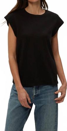 Michael Stars Joey Power Shoulder Tee In Black