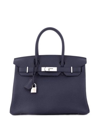Herm&egrave;s Birkin Handbag Blue Togo with Palladium Hardware 30 tote bag