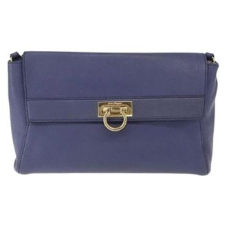 Ferragamo Pre-owned Mini Bags, female, Blue, Size: ONE SIZE Pre-owned Leather Shoulder Bag