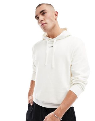HUGO BOSS HUGO - Dapo - Felpa con cappuccio vestibilit&agrave; comoda bianca-Bianco