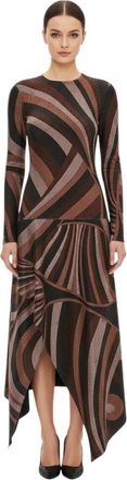 Pucci Multicolour Brown Round Neck Midi Dress