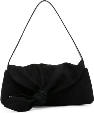 Rotate Rotate Birger Christensen, Tassen, Dames, Zwart, ONE Size, Leer, Suede Knot Scarf Bag