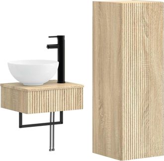 vidaXL Juego De Muebles De Ba&ntilde;o 2 Uds. Roble Sonoma 33 X 34,5 X 100 Cm Vidaxl