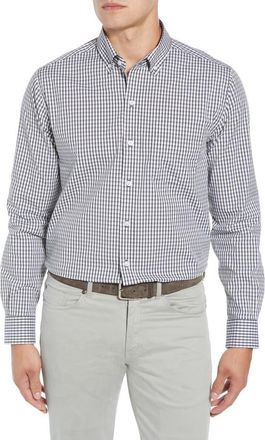 Cutter & Buck Cotton Blend Gingham Shirt in Charcoal at Nordstrom, Size Xxx-Large