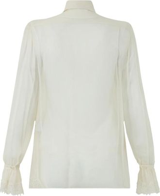 Alberta Ferretti Blouse Met Hoge Kraag - Dames - Blouses - Wit - S - Overhemden