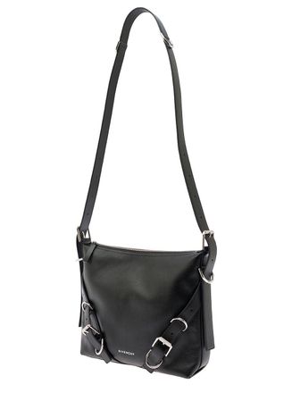 Givenchy Mens White Crossbody Bag With Logo And Buckle Detail Black Calf Leather Shoulder