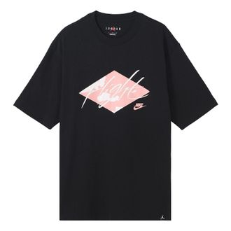 Nike Jordan Mens Air Jordan Solid Color Cotton Alphabet Printing Short Sleeve Black T-Shirt DO8897-010