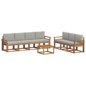 vidaXL Conjunto De Sof&aacute;s De Exterior 8 Pcs Gris Natural Y Claro Vidaxl