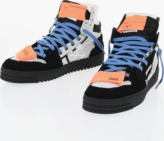 Off-white High-Top Calf-Hair Sneakers with Contrasting Appliqu&eacute;s Off-White