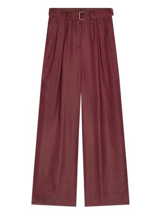 Dries Van Noten belted jacquard trousers - Red