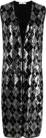 Charlott Pailletten versierde mouwloze vest - Dames - Bodywarmers - Zwart - XS - Pailletten - Jassen