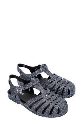 Melissa Possession Denim Print Fisherman Sandal in Black Jeans at Nordstrom Rack, Size 10