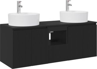 vidaXL Juego De Muebles De Ba&ntilde;o 3 Uds. Negro 49,5 X 44,5 X 65 Cm Vidaxl